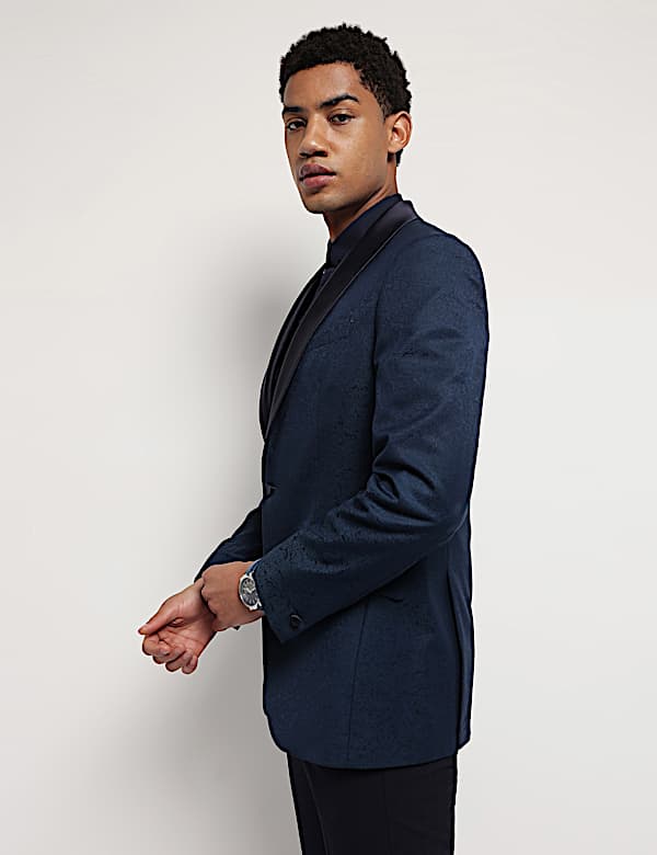 Slim Fit Jacquard Single-Breasted Blazer