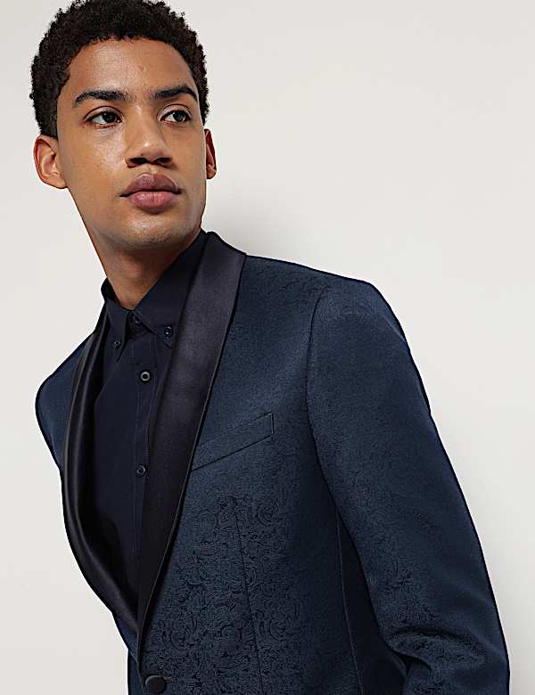 Slim Fit Jacquard Single-Breasted Blazer