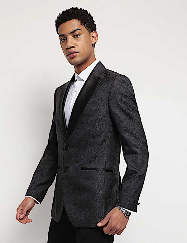 Slim Fit Jacquard Single-Breasted Blazer