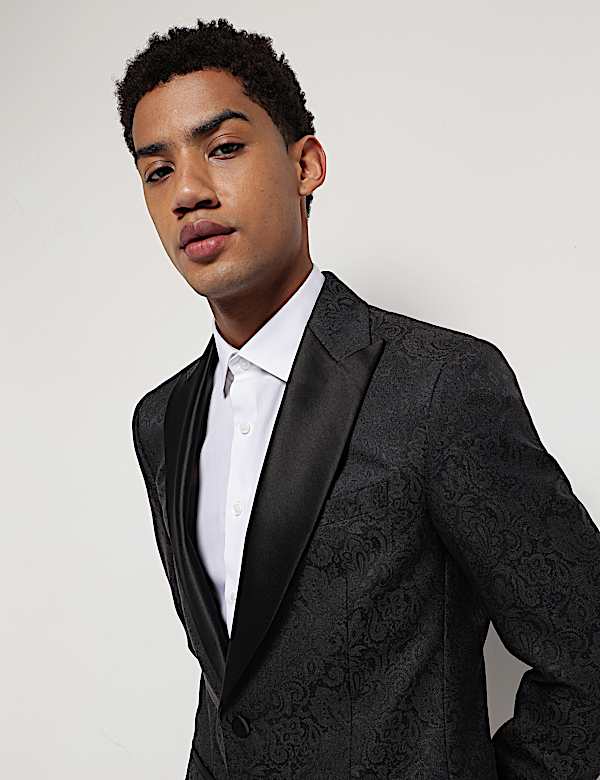 Slim Fit Jacquard Single-Breasted Blazer