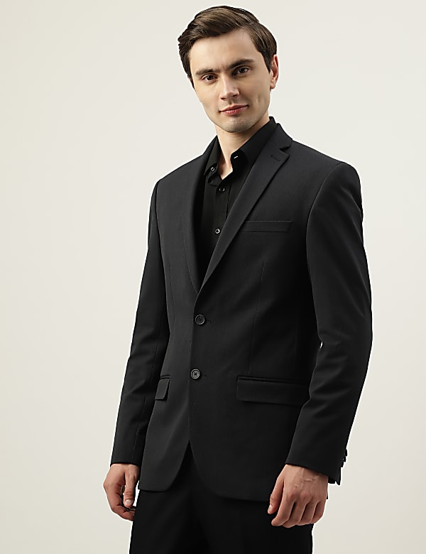 Slim Fit Plain Notched Lapel Collar Blazer
