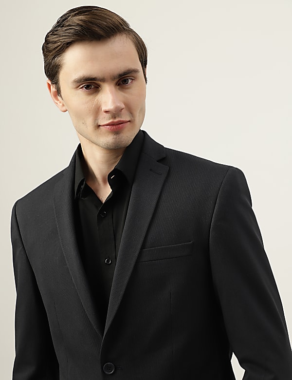 Slim Fit Plain Notched Lapel Collar Blazer