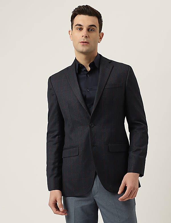 Notched Lapel Checked Blazer