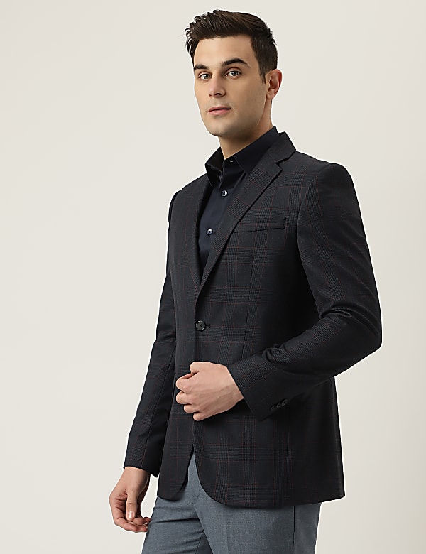 Notched Lapel Checked Blazer