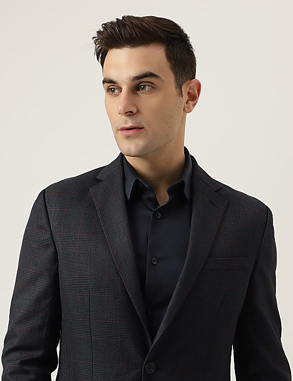 Notched Lapel Checked Blazer