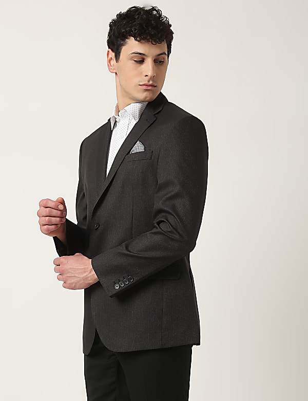 Striped Lapel Collar Blazer