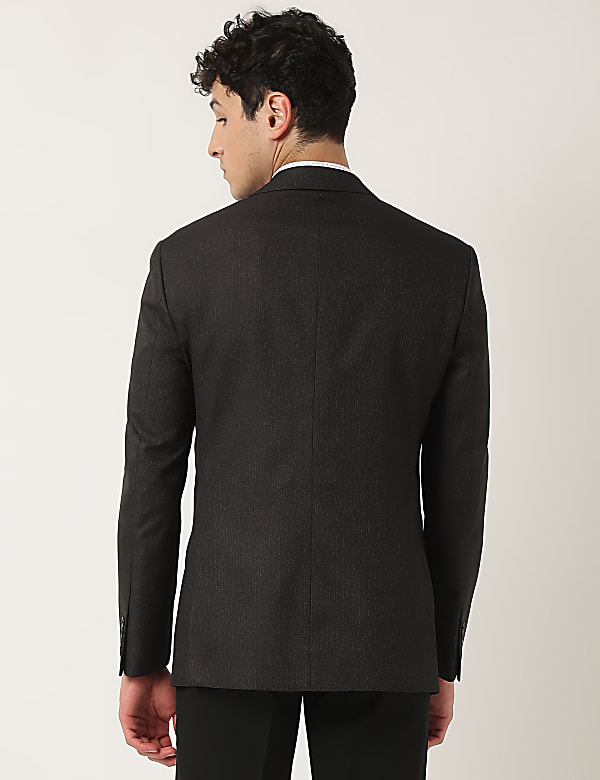 Striped Lapel Collar Blazer