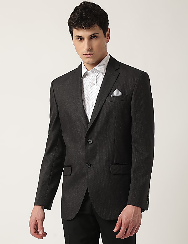 Striped Lapel Collar Blazer
