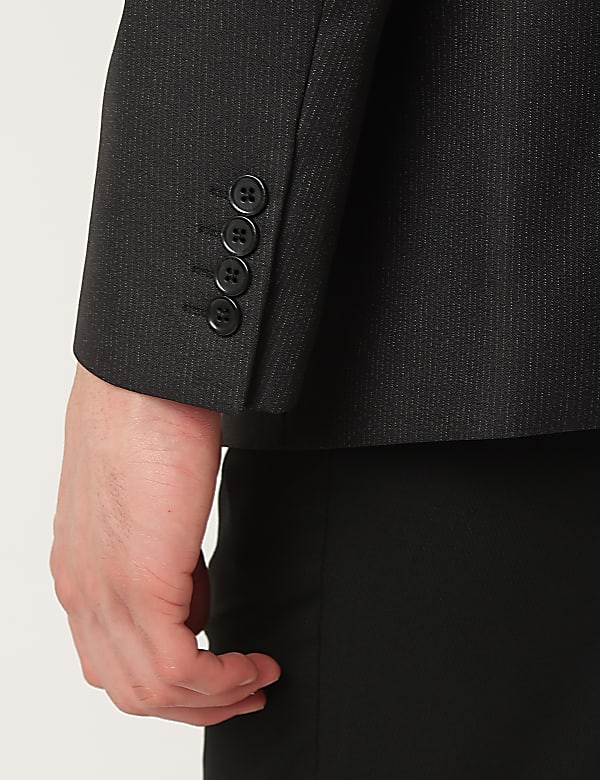 Striped Lapel Collar Blazer