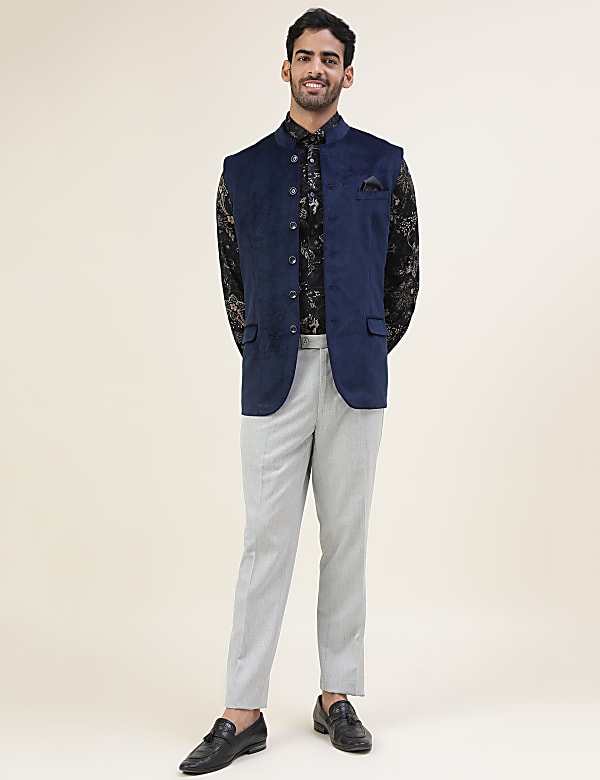 Premium Embossed Sateen Tailored Fit Waistcoat