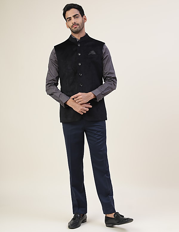 Premium Embossed Sateen Tailored Fit Waistcoat