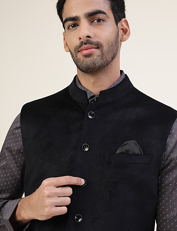 Premium Embossed Sateen Tailored Fit Waistcoat