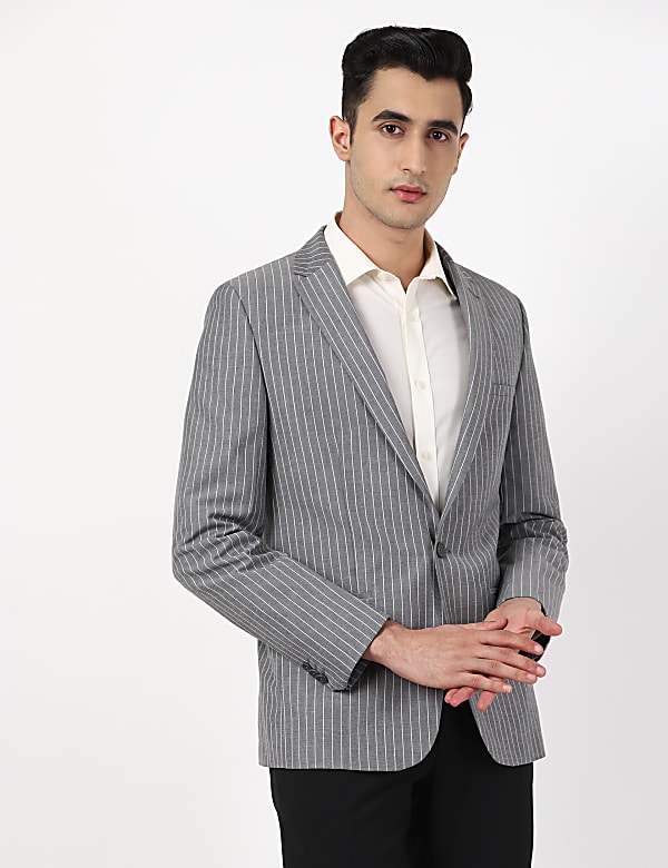 PV Linen Grey Pinstripes Jacket