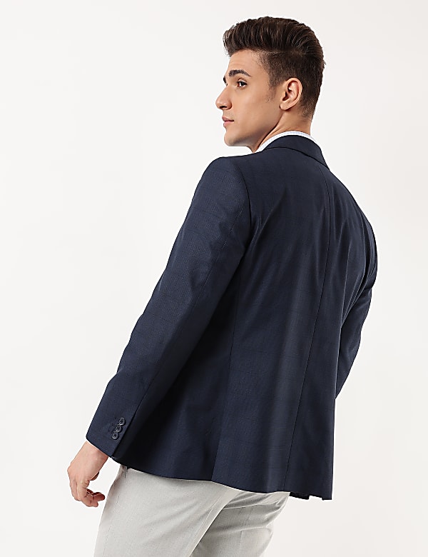 Checked Lapel Collar Blazer