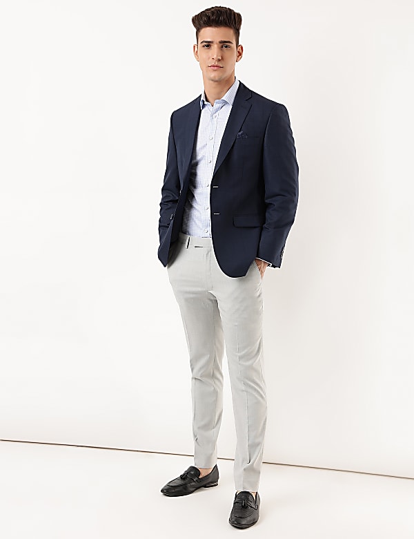 Checked Lapel Collar Blazer