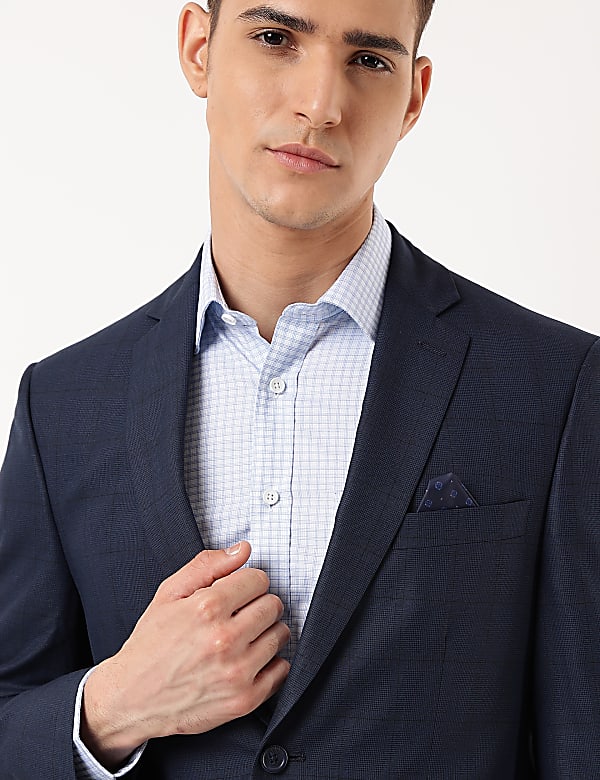 Checked Lapel Collar Blazer