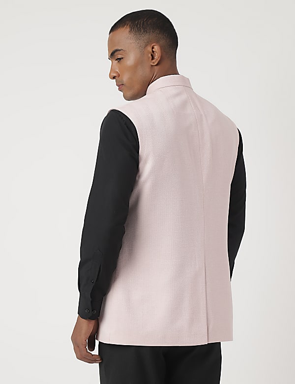 Tailored-Fit Textured Sleeveless Waistcoat