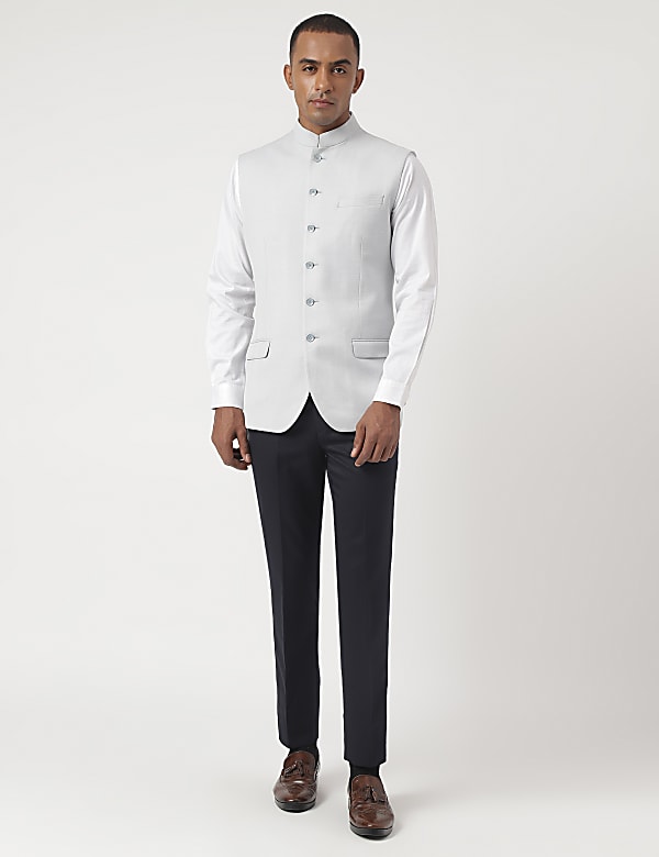Tailored-Fit Textured Sleeveless Waistcoat