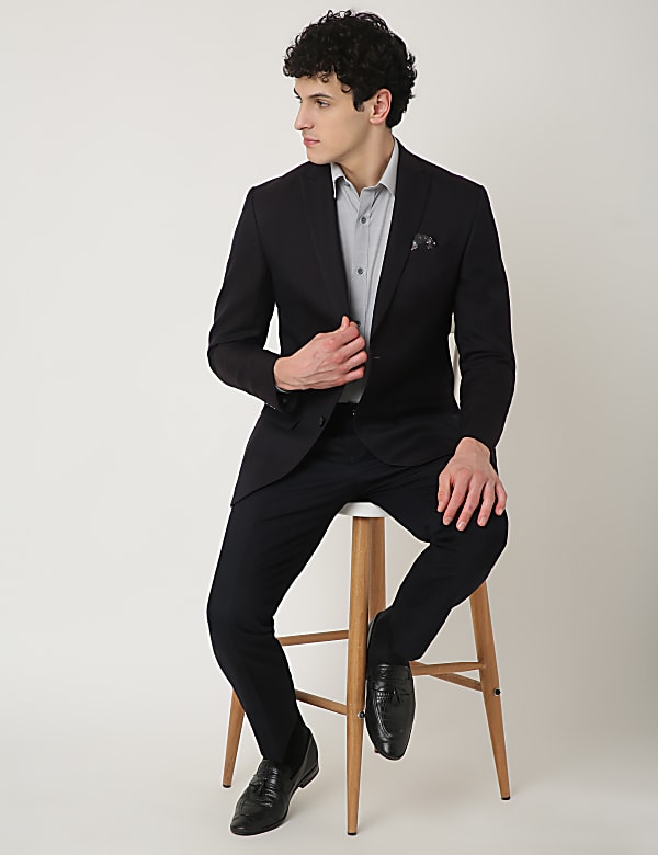 Textured Lapel Collar Blazer