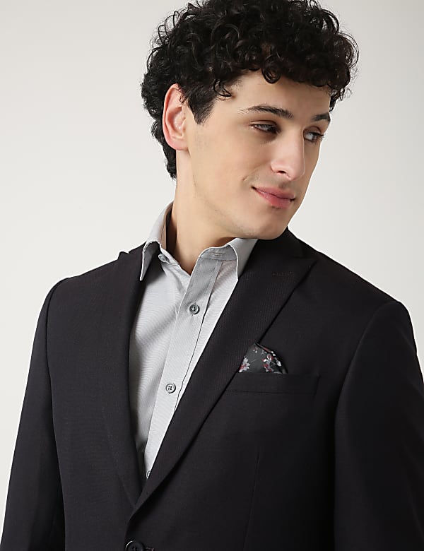 Textured Lapel Collar Blazer