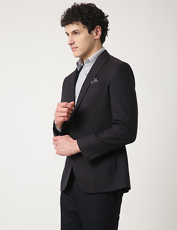 Textured Lapel Collar Blazer