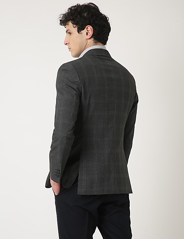 Checked Lapel Collar Blazer