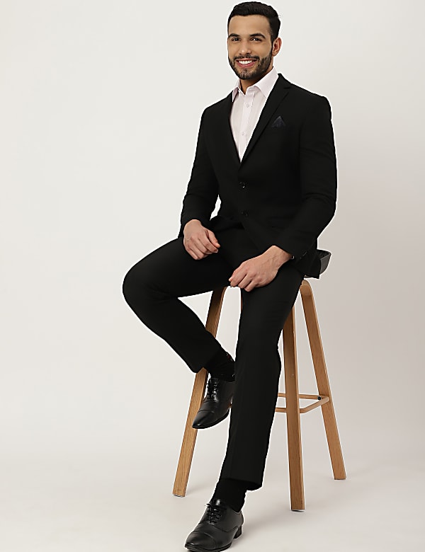 Textured Lapel Collar Blazer