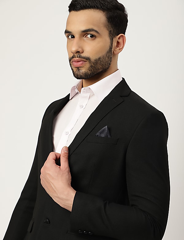 Textured Lapel Collar Blazer