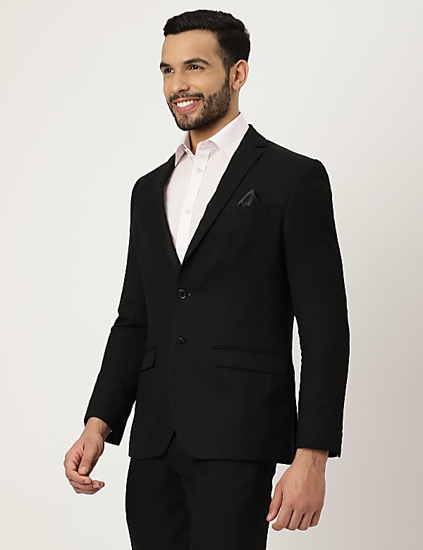 Textured Lapel Collar Blazer