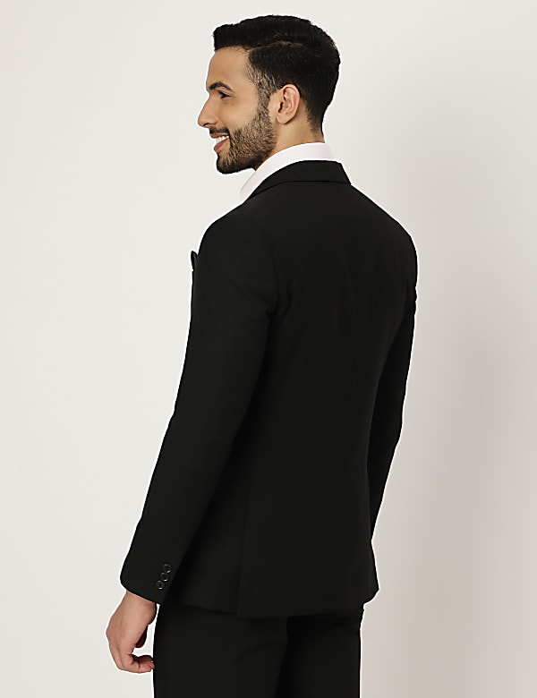 Textured Lapel Collar Blazer