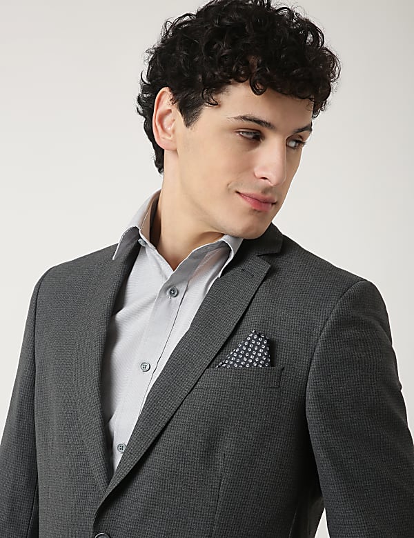 Textured Lapel Collar Blazer