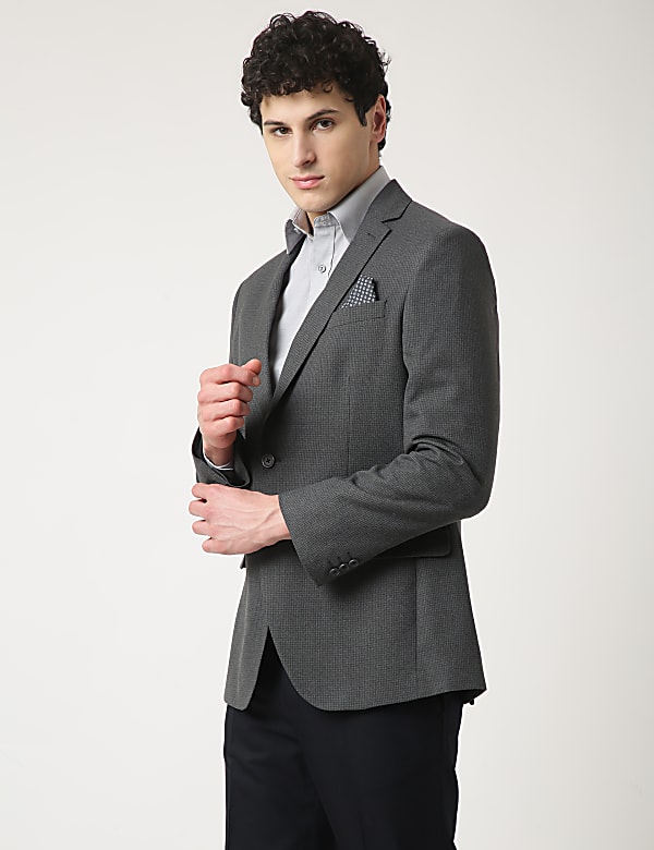 Textured Lapel Collar Blazer