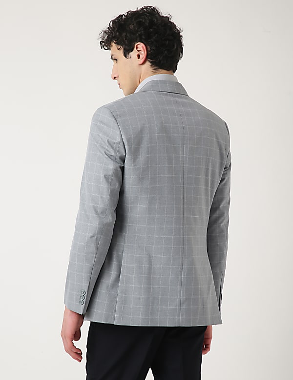 Checked Lapel Collar Blazer