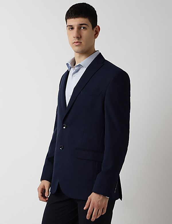 Tailored Fit Plain Peaked Lapel Blazer