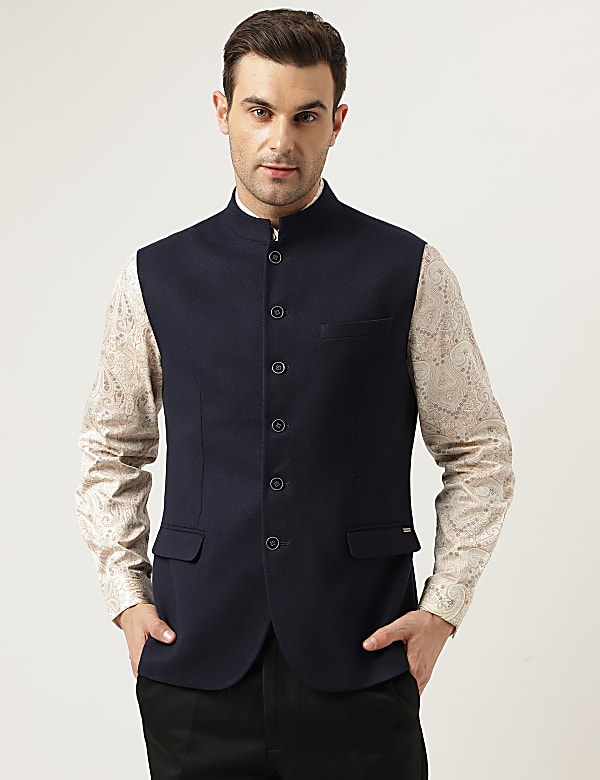 Wool Blend Tailored Fit  Waistcoat
