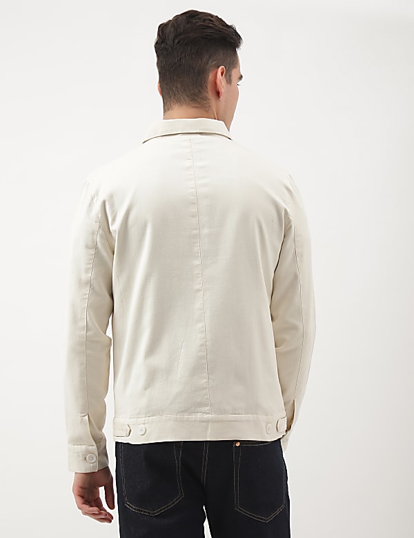 Cotton Mix Plain Collared Jacket