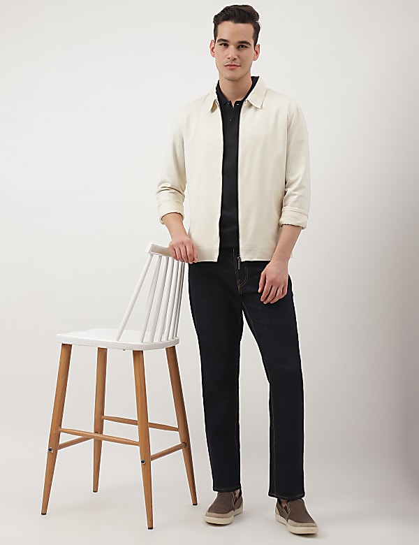 Cotton Mix Plain Collared Jacket