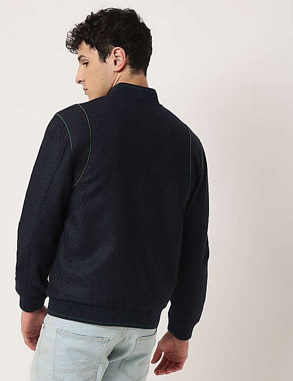 Striped Regular Fit Bomber Jacket