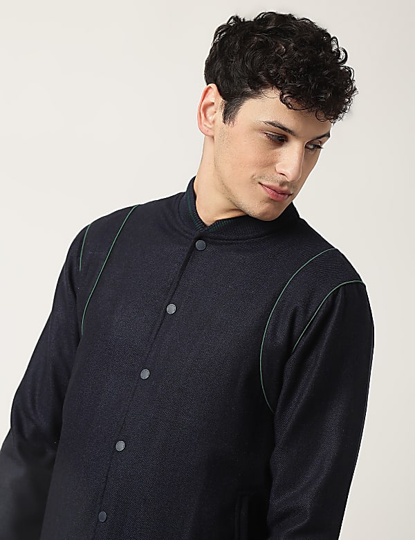 Striped Regular Fit Bomber Jacket