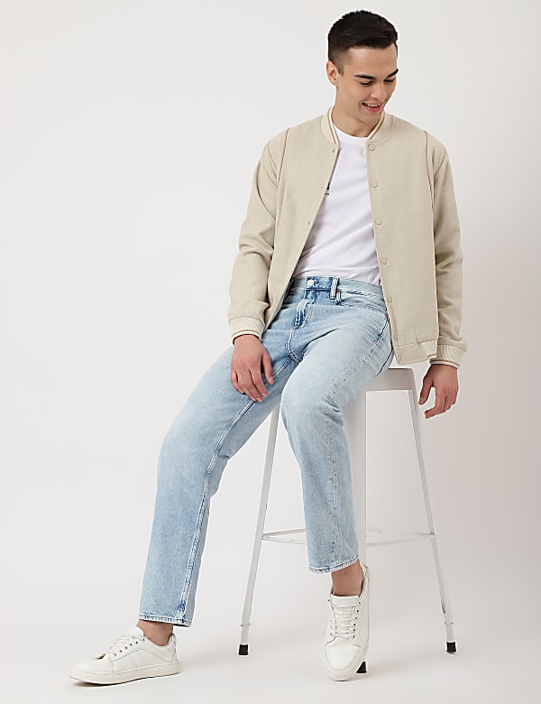 Striped Regular Fit Bomber Jacket