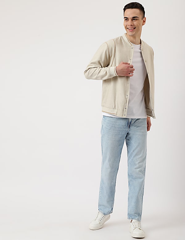 Striped Regular Fit Bomber Jacket