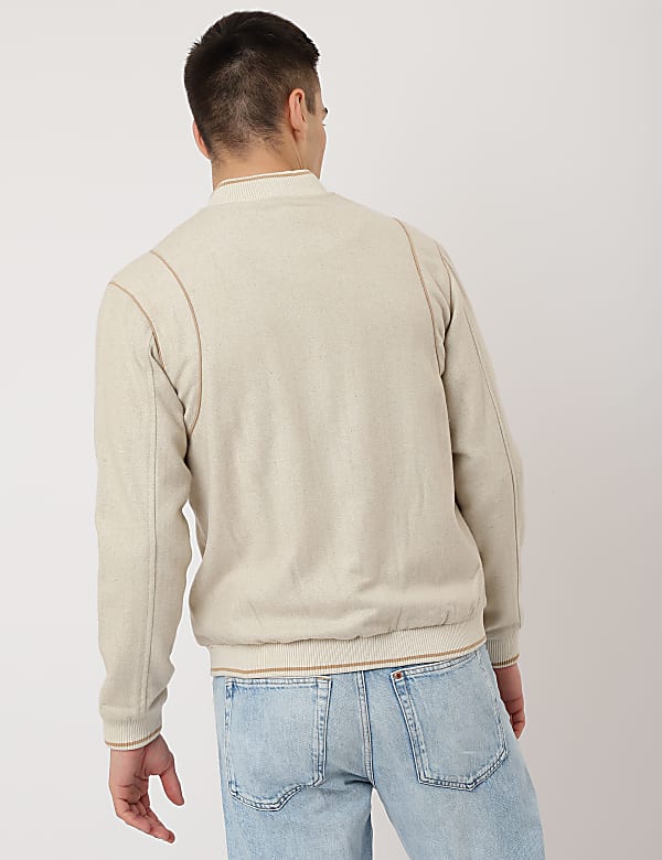 Striped Regular Fit Bomber Jacket