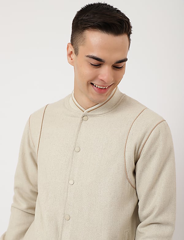 Striped Regular Fit Bomber Jacket