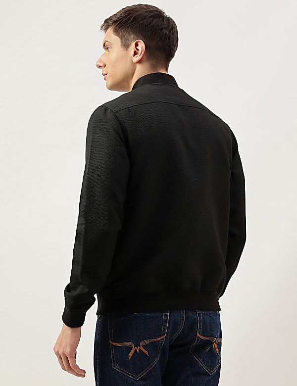 Textured Slim Fit Bomber Jacket