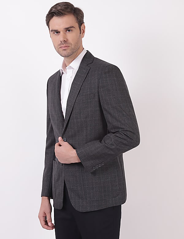 Checks Lapel Collar Blazer