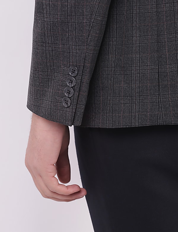 Checks Lapel Collar Blazer