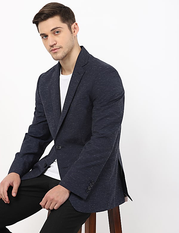 Self Design Lapel Collar Blazer