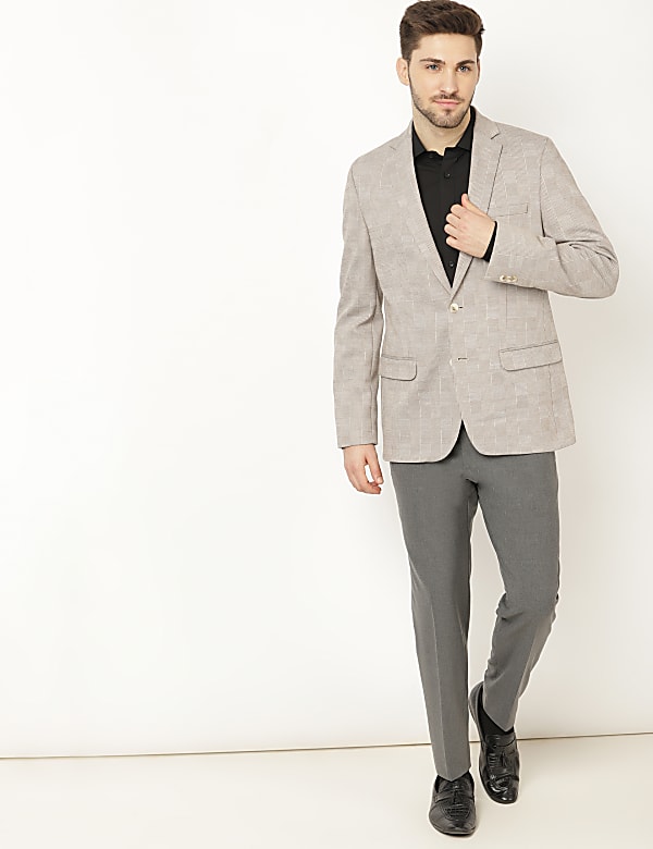 Check Jersey Blazer