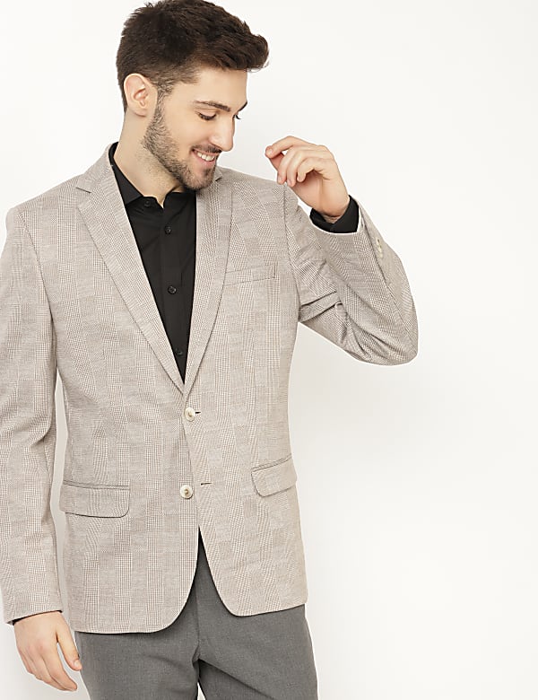 Check Jersey Blazer