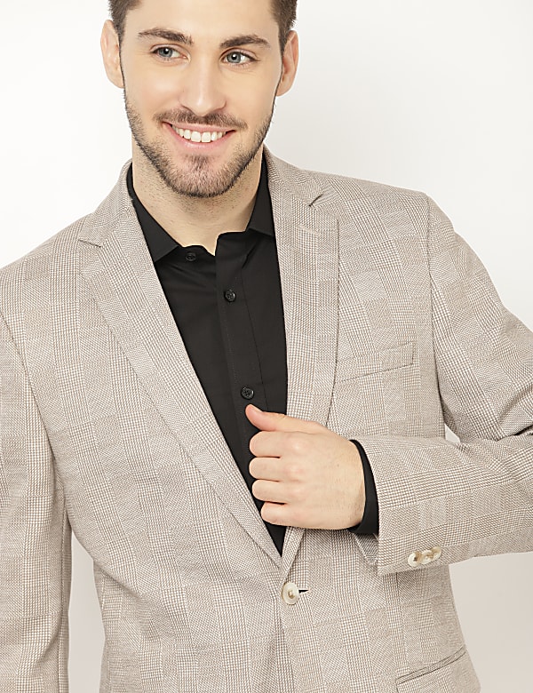 Check Jersey Blazer